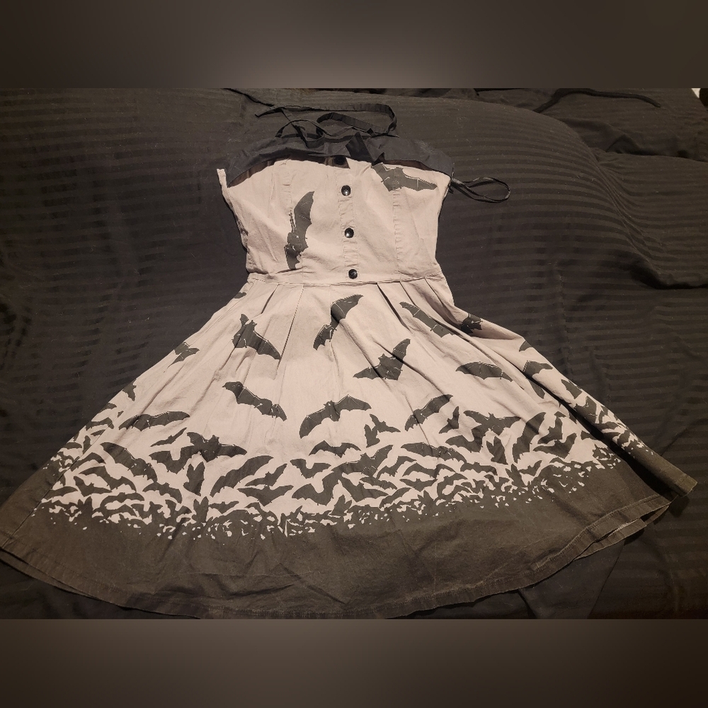 Sourpuss Grey and Black Halter Dress
